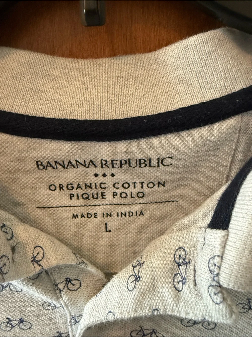 Banana Republic Gray Organic Cotton Pique Polo Shirt | Men's L Navy Bike Print